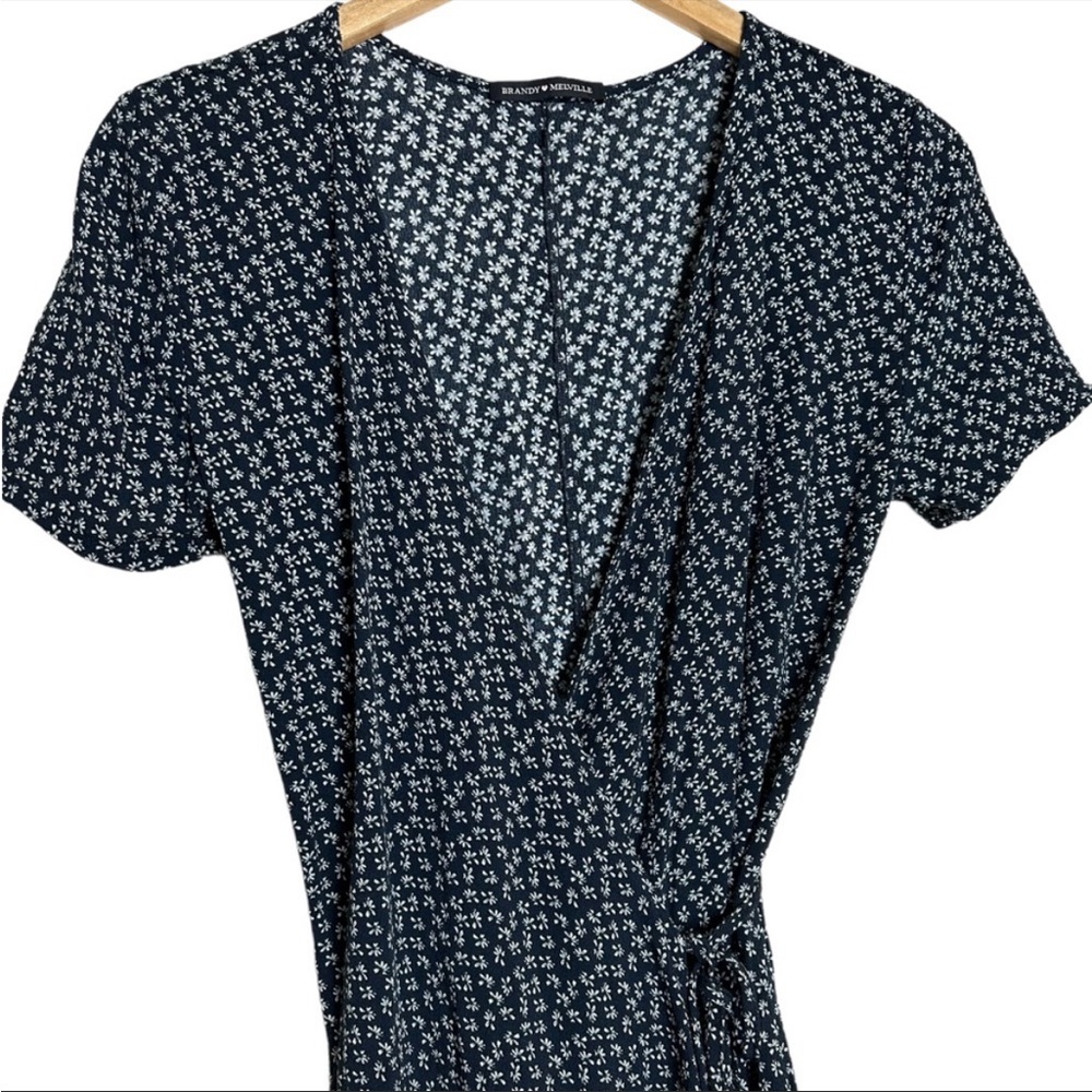 Brandy Melville Blue Floral Wrap Tie Dress, size XS/S - Picture 7 of 7